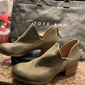Sofft Taupe Perforated Ankle Booties